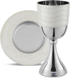 Juego de copas de Kidush chapadas en níquel pulido personalizado, bandeja de copa de vino lujosa de alta demanda para Pesaj Seder Shabat low - Product Image 6