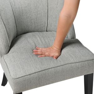 Sedia Moderna per Soggiorno con Gambe Finitura Espresso, Rivestimento in Tessuto Grigio, Schienale Curvo e Cuscino in Schiuma - Product Image 5