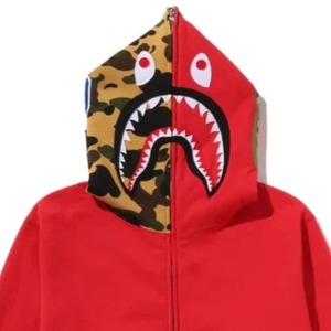 Sudadera con capucha roja de forro polar con cremallera, bolsillo con diseño de tiburón, estilo urbano, unisex, corte holgado, 100% algodón, para invierno, 180g - Product Image 4