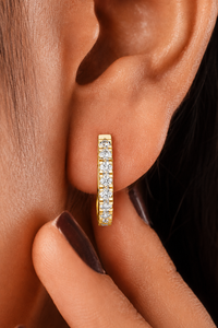 18K Yellow Gold Lab Grown Diamond U Shape Huggie <b>Hoop</b> <b>Earrings</b> 1.25 CTW EF VVSVS CVD Diamond Luxury Wedding Jewelry Manufacturer - Product Image 2