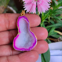 Collier pendentif en cristal d'agate noire Druzy naturelle, qualité supérieure, pierre gemme géode polie, vente en gros, best-seller, mode