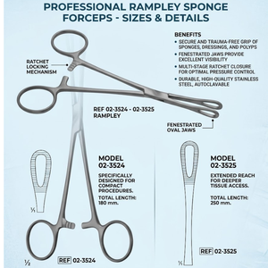 Pinces à éponges Rampley de haute qualité, 250 mm, en acier inoxydable, pinces chirurgicales pour usage hospitalier - Product Image 2