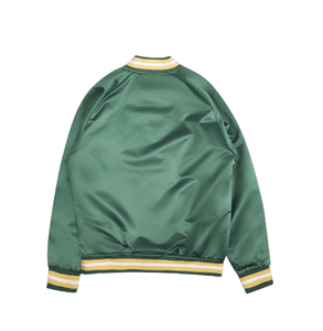 Premium Unisex Green Satin Varsity <b>Jacket</b> with Snap Button Closure Rib Knit Collar Cuffs Hem Lightweight Baseball Bomber <b>Jacket</b> - Product Image 6
