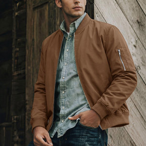 Chaqueta Bomber Personalizada para Hombre, Cuello Acanalado, Cierre Completo, Ropa Exterior Informal de Moda, Bajo MOQ, Proveedor Mayorista OEM ODM - Product Image 3