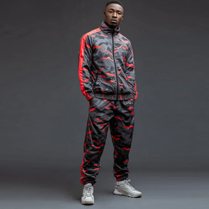 Ensemble de survêtement coupe-vent pour homme, veste à col montant, pantalon d'entraînement imperméable, 100% polyester, survêtement d'entraînement coupe-vent pour homme - Product Image 4