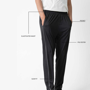 Custom Men Activewear Lightweight Mid-Rise <b>Slim</b> Fit Training Jogger Trousers Drawstring Reflective Piping 100% Organic Cotton - Product Image 2