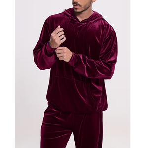 Survêtement décontracté à capuche pour homme en velours noir zippé, 100 % coton, pantalon de survêtement d'hiver écologique et respirant, grandes tailles - Product Image 6