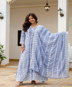 Vestido Moderno de Algodón Lakhnawi con Dupatta para Mujer, Traje Festivo de Boda, Listo para Usar 85182 BT-1023 - Product Image 1