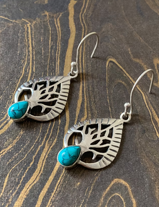 Boucles d'oreilles pendantes artisanales en turquoise, argent sterling 925, bijoux élégants de style bohème - Product Image 2