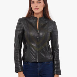 Veste en cuir pour femme avec fermeture éclair sur le devant, respirante, style streetwear, veste en cuir pour femme - Product Image 1