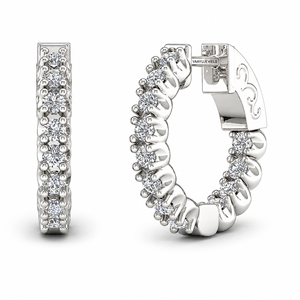 Pendientes de Aro de Doble Hilera con Diamantes Cultivados en Laboratorio, Corte Redondo, Oro de 10K, 14K, 18K, Plata 925, 935, Joyería Fina de Lujo - Product Image 2