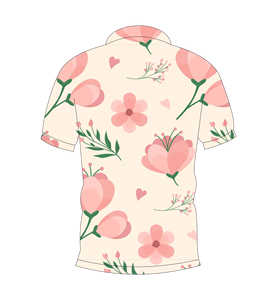 เสื้อโปโลผู้ชายสีเบจพิมพ์ลายดอกไม้สีชมพูลำลองแขนสั้นแฟชั่นฤดูร้อน - Product Image 2