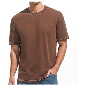 T-shirts pour hommes en tissu tricoté, manches courtes, 100% coton, 220 g/m², col rond, logo sur le devant, impression personnalisée, respirant, écologique - Product Image 6