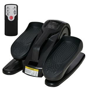 Cyclette ellittica regolabile sotto scrivania con pedali, mini cyclette da casa con display LCD e telecomando, in plastica - Product Image 1