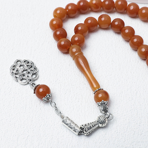 Populaire en Arabie Saoudite, Chapelet musulman en résine ivoire, perles rondes de 10 mm, 45 pièces, Tesbih Sibha, perles de prière islamiques avec pompon - Product Image 2