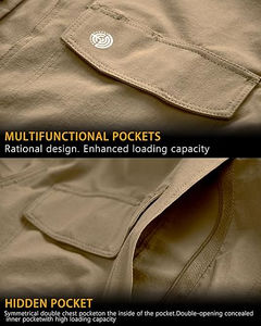 เสื้อเชิ้ตแทคติคอลคุณภาพสูงสำหรับผู้ชาย ระบายอากาศได้ดี แห้งเร็ว แขนยาว ป้องกันแสงแดด เหมาะสำหรับกิจกรรมกลางแจ้ง น้ำหนักเบา ติดกระดุม - Product Image 3