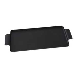 Bandeja Rectangular Metálica Negra Mate para Servir, Base Plana con Laterales Elevados y Asas, Plato Minimalista para Exhibición de Bebidas y Alimentos - Product Image 1