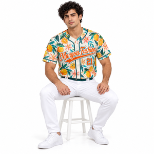 Camiseta de Béisbol para Hombre Mangoes Fashion, Manga Corta, Cierre de Botones, Estampado Floral, Transpirable, Corte Regular, Ropa de Verano - Product Image 4