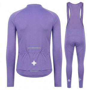 Custom <b>Mens</b> Long Sleeve <b>Cycling</b> kit Athleat Thermal Bicycle Racing Kit Breathable fullsleeve Bib Tights lavender <b>cycling</b> apparel - Product Image 2