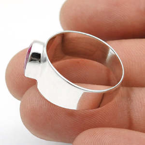 Root Chakra Natural Ruby Gemstone <b>Ring</b> Natural Oval Cut Gemstone 925 Sterling Silver Wide Band Pretty Bohemian <b>Statement</b> <b>Ring</b> - Product Image 2