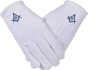 Gants maçonniques en coton blanc 100% avec compas carré et G - LOT DE 6 - Product Image 6