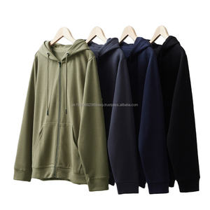 Otoño e Invierno nuevos hombres Sudadera con capucha cárdigan Color liso sólido Zip-Up sudaderas con capucha logotipo personalizado hombres Sudadera con capucha JacketDDP envío - Product Image 1