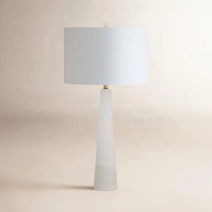 Luxury Marble Table <b>Lamp</b> With Elegant Tapered Silhouette Soft <b>Drum</b> <b>Shade</b> And Contemporary Designer Interior Appeal - Product Image 2