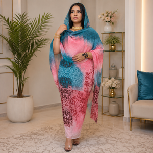 Voile de coton imprimé numériquement Toub |   Tissu africain traditionnel non cousu pour femmes, élégant, ethnique, pour occasions culturelles et festives - Product Image 2