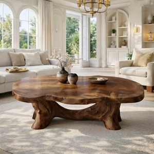 Handcraft Farmhouse <b>Coffee</b> <b>Table</b> Curved Leg Design Center Tea <b>Table</b> for Living Room Home OfficeNatural Wooden Live Edge <b>Table</b> - Product Image 2