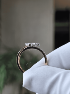 Oval Pear Lab Grown Diamond <b>Ring</b> 0.60 Ct Gold Bypass <b>Split</b> Shank Prong Set Anniversary Promise Jewelry for Women - Product Image 2