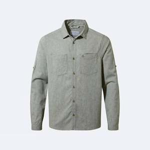 Camisa de franela de manga larga para hombre con cuello vuelto y bolsillos tipo cargo 100% algodón para la temporada de otoño - Product Image 1