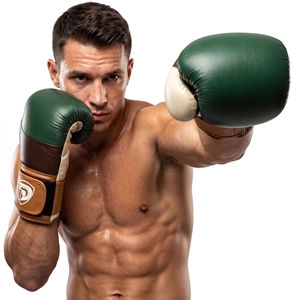 Gants de boxe verticaux portables en cuir vert et marron Dumela International 16 Oz, équipement d'entraînement professionnel, design avec logo - Product Image 4