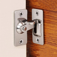 Loquet de porte coulissante à angle droit en acier inoxydable pour tiroirs, armoires, porte de grange à 90 degrés