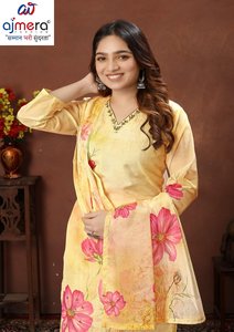 Traje Kurti para Mujer, Diseño Étnico Tradicional, Elegante, para Fiestas, Bodas, Oficina, Corte Regular, Sin Arrugas - Product Image 2