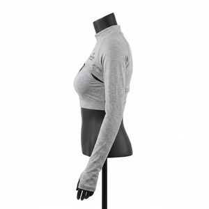 Camiseta Premium Shrug Extreme Crop para mujer, manga larga, cuello redondo, top corto personalizado, bolero para gimnasio - Product Image 2