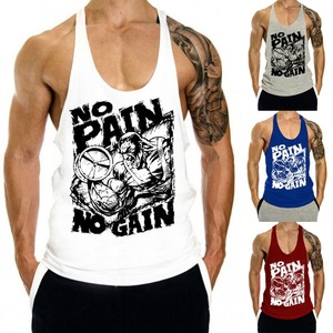 Men's Breathable Knitted Polyester/Cotton Workout Tank Tops <b>Summer</b> Bodybuilding Active Gym Clothing Customized <b>Decoration</b> - Product Image 5