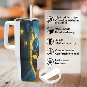Stainless Steel Tumbler 40oz With Handle For <b>Coffee</b> And Tea Travel Use - Product Image 5