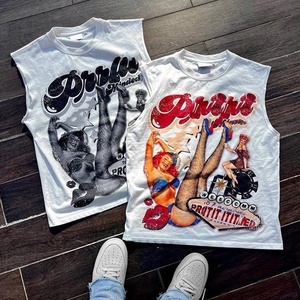 Débardeurs de musculation en coton pour hommes transfert de chaleur imprimé gilet de sport personnalisé pour la course à pied T-Shirt en polyester - Product Image 1