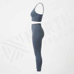 Vêtements de fitness, vêtements de yoga pour femmes, ensemble de 2 pièces pour la salle de sport en plein air, soutien-gorge de sport, leggings, impression personnalisée, tissu extensible en polyester - Product Image 3