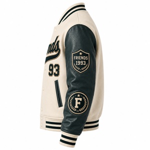 Veste universitaire en cuir vert clair pour homme, avec patch brodé personnalisé, style preppy, pour l'automne - Product Image 4