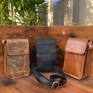 Bolso de hombro de cuero de grano completo personalizado para teléfono móvil, bolso cruzado de cuero de vaca para teléfono, bolsos pequeños prácticos de cuero Natural - Product Image 4