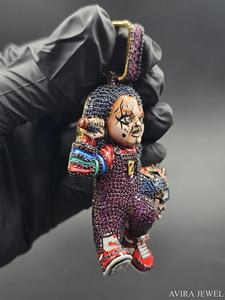 Colgante Hip Hop de Moissanita Audaz en Plata de Ley 925 Sólida con Baño de Oro Amarillo y Oro Rosa, Sin Níquel, Sin Plomo, para Hombres y Mujeres - Product Image 4