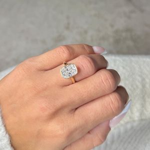 4 Carat Elongated Cushion Cut Lab Grown Filled Diamond Women's Engagement <b>Ring</b> | Luxury Solitaire Trendy 18K Gold Plated IGI - Product Image 1