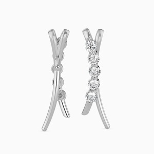 Lab Grown Diamond Fancy Cluster Drop Earrings 18K Solid White Gold Brilliant Cut IGI Certified Luxury Wedding Gift Jewelry Women - Product Image 2