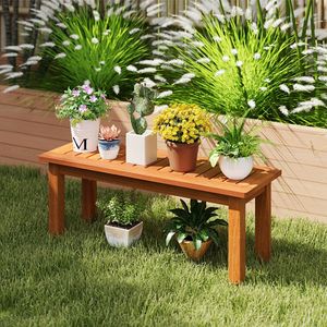 Support de plantes en bois massif pour intérieur/extérieur, meuble de patio, étagère de présentation de pots de fleurs pour la maison ou le jardin - Product Image 1