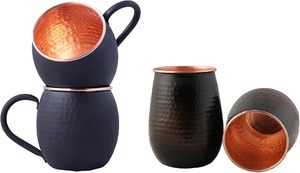 Mug Moscow Mule en cuivre noir, tasse à cocktail artisanale en cuivre avec poignée durable pour bière, whisky, vodka, cuisine, bar, vaisselle - Product Image 5