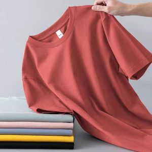 ผู้ผลิตเสื้อยืดคอตตอนโอเวอร์ไซส์สำหรับผู้ชาย ทรงหลวมเรียบง่าย น้ำหนักมาก สไตล์สตรีทแวร์ เสื้อยืดเปล่าลำลอง - Product Image 4