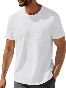 T-shirt blanc à manches courtes et col rond pour homme, coupe classique, couleur unie, en jersey de coton décontracté, respirant, design tricoté teint uni - Product Image 2