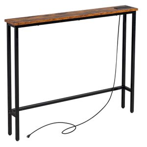 Tavolino Consolle Stretto da 100 cm con Prese di Corrente e Porte USB, Struttura in Metallo Specchiato, per Divano e Applicazioni Domestiche - Product Image 2