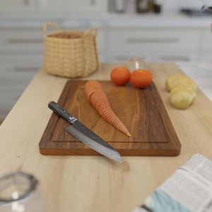 Planche à découper rectangulaire en bois d'acacia avec rainure pour les jus, planche de cuisine, planche de boucher, planche de service - Product Image 5